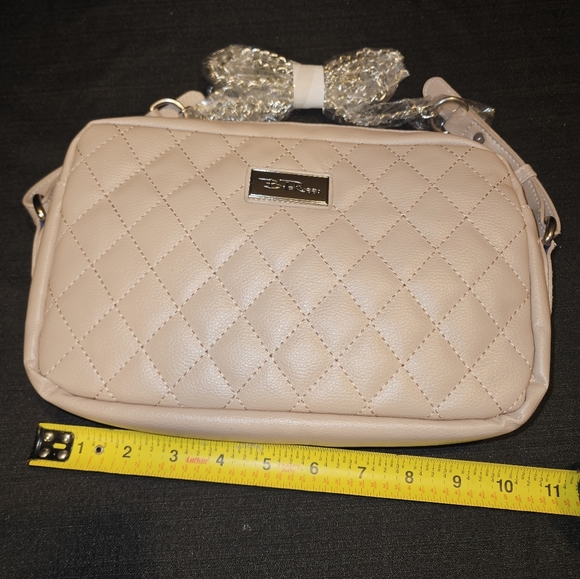Bella Russo Quilted Faux Leather Crossbody Bag  Light Beige NWOT - Picture 6 of 7